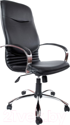 Кресло офисное Деловая обстановка Нова Хром СХН кожа (черный)