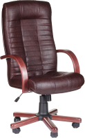 Кресло офисное Деловая обстановка Атлант Экстра кожа люкс (орех/бордовый) - 