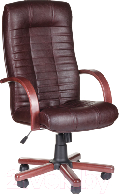 Кресло офисное Деловая обстановка Атлант Экстра кожа люкс (орех/бордовый)