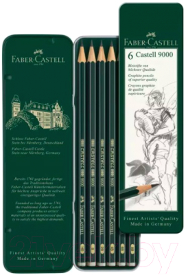 Набор простых карандашей Faber Castell Castell 9000 HB-8B / 119063 (6шт)
