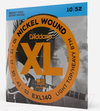 Струны для электрогитары D'Addario EXL140 XL Nickel Wound Light Top/Heavy Bottom 10-52