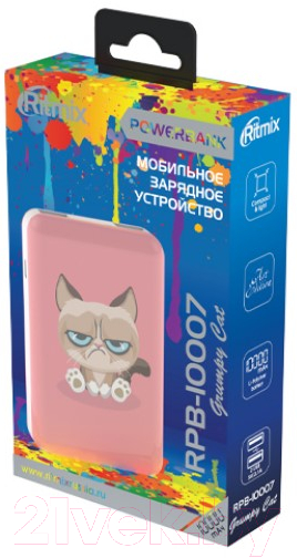 Портативное зарядное устройство Ritmix RPB-10007 (Grumpy Cat)