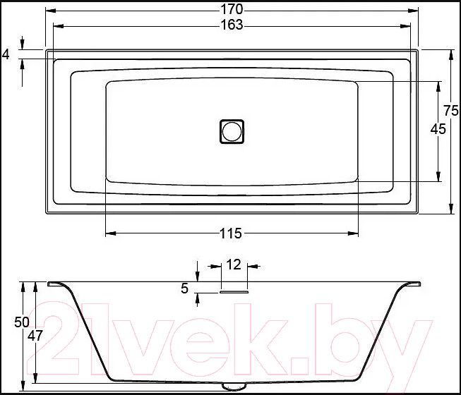 Ванна акриловая Riho Still Square Led 170 L / BR0200500K00131