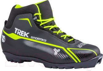 Ботинки для беговых лыж TREK Sportiks NNN (черный/лайм, р-р 34)