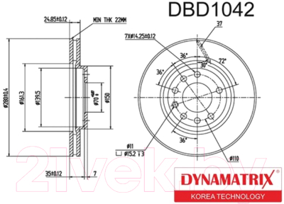 Тормозной диск Dynamatrix-Korea DBD1042