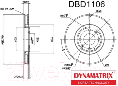 Тормозной диск Dynamatrix-Korea DBD1106