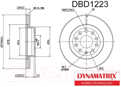 Тормозной диск Dynamatrix-Korea DBD1223