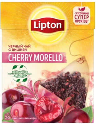 Чай пакетированный Lipton Cherry Morello черный c кусочками вишни (20пак)