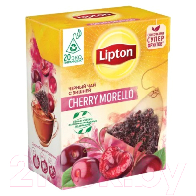 Чай пакетированный Lipton Cherry Morello черный c кусочками вишни (20пак)