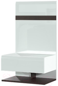 Прикроватная тумба SV-мебель Соло Д со щитом (белый/белый глянец/венге)