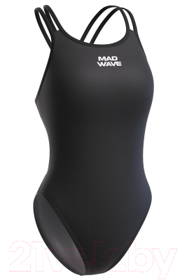 Купальник для плавания Mad Wave Crossback (XS, черный)