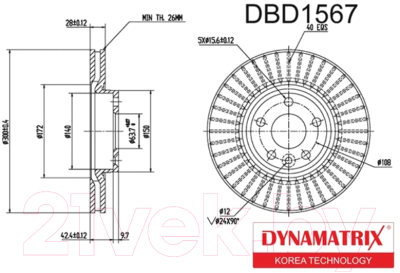 Тормозной диск Dynamatrix-Korea DBD1567