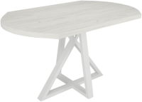 Обеденный стол Дабер 017 / С17.13.1.1 (опора металл белый/дуб крафт белый) - 