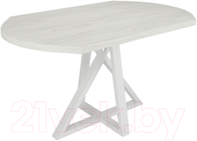 Обеденный стол Дабер 017 / С17.13.1.1 (опора металл белый/дуб крафт белый)