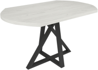 Обеденный стол Дабер 017 / С17.13.2.1 (опора металл черный/дуб крафт белый) - 