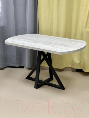 Обеденный стол Дабер 017 / С17.13.2.1 (опора металл черный/дуб крафт белый)