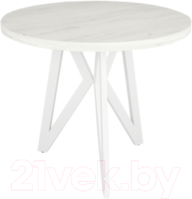 Обеденный стол Дабер 001 Круглый / С1.9.1.1 (опора металл белый/дуб крафт белый)