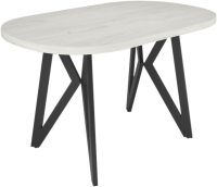 Обеденный стол Дабер 014 / С14.13.2.1 (опора металл черный/дуб крафт белый) - 