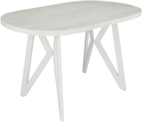 Обеденный стол Дабер 014 / С14.13.1.1 (опора металл белый/дуб крафт белый) - 