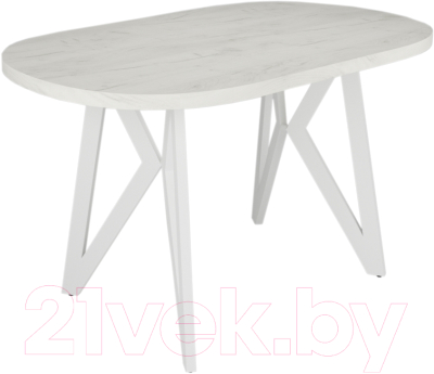 Обеденный стол Дабер 014 / С14.13.1.1 (опора металл белый/дуб крафт белый)