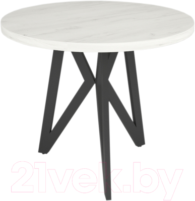Обеденный стол Дабер 001 Круглый / С1.9.2.1 (опора металл черный/дуб крафт белый)