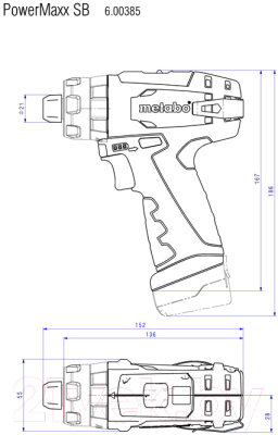 Изображение товара Профессиональная дрель-шуруповерт Metabo PowerMaxx SB Basic / 600385500