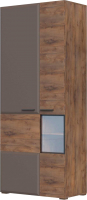 Шкаф с витриной Bravo Мебель Рио ШР-2 850 для белья (таксус/смоки софт) - 