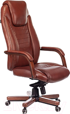 Кресло офисное Бюрократ T-9923WALNUT (светло-коричневый Leather Eichel/дерево)