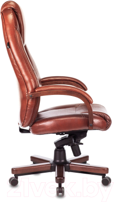Кресло офисное Бюрократ T-9923WALNUT (светло-коричневый Leather Eichel/дерево)