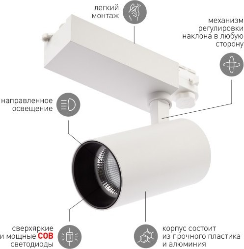 Трековый светильник ЭРА SТR-30-36-40K-W30 / Б0049754 (белый)