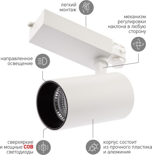 Трековый светильник ЭРА SТR-30-36-30K-W40 / Б0049774 (белый)