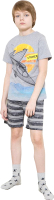 Пижама детская Mark Formelle 563318 (р.104-56, серый меланж/полоска хаки) - 