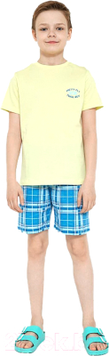 Пижама детская Mark Formelle 563318 (р.104-56, лайм/клетка на синем)