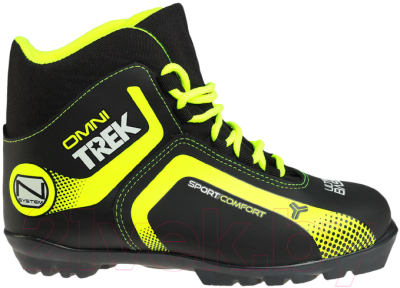 Ботинки для беговых лыж TREK Omni NNN (черный/лайм, р-р 37)