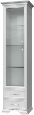 Шкаф-пенал с витриной Bravo Мебель Грация 1 дверный 1 стекло 50x47x217.5 (полки стекло/белый/белый)
