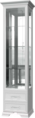 Шкаф-пенал с витриной Bravo Мебель Грация 1 дверный 3 стекла 50x47x217.5 (полки стекло/белый/белый)