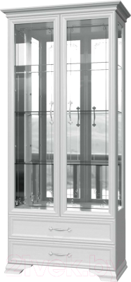 Шкаф с витриной Bravo Мебель Грация 2 дверный 4 стекла 91.5x47x217.5 (полки стекло/белый/белый)