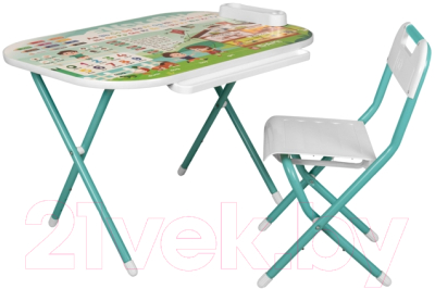 Комплект мебели с детским столом Дэми Дошколенок Английский (бирюзовый)