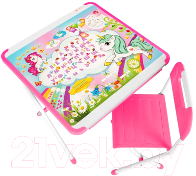 Комплект мебели с детским столом Дэми Единорог (розовый)