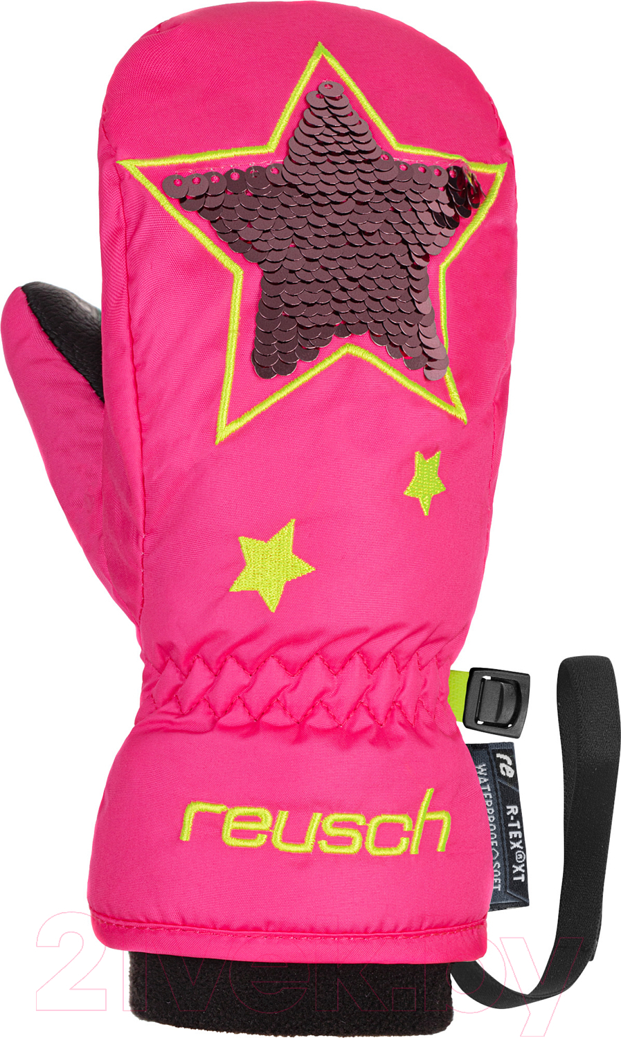 Перчатки лыжные Reusch Halley R-Tex XT Mitten Knockout / 6085501-3405 (р-р 1, розовый/желтый)