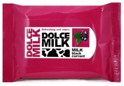 Влажные салфетки Dolce Milk Молоко и черная смородина Освежающие (10шт)