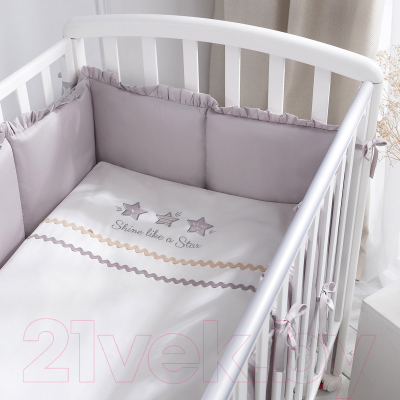 Комплект постельный для малышей Perina Toys Sateen Collection / ТСК6-01.1 (6 предметов, серый)