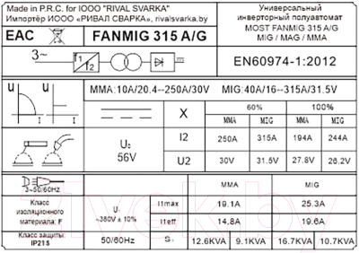Полуавтомат сварочный Most FANMIG 315А/G / 51MW100004