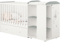 Детская кроватка Polini Kids French 900 Amis с комодом / 0001531.55 (белый/серый) - 