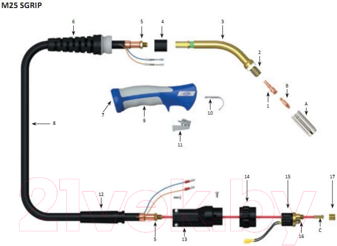 Горелка сварочная Most MOST SGRIP М25 / 5508302550 (5м)