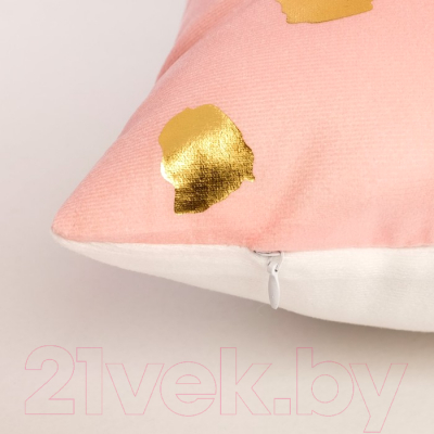 Подушка декоративная Этель Горошек розовый / 4580000 (40x40, велюр)