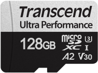 Карта памяти Transcend MicroSDXC 128GB Class 10 UHS-I U3 V30 A2+адаптер (TS128GUSD340S) - 