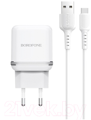 

Зарядное устройство сетевое Borofone, Белый, BA25A + Кабель AM-Type-C / 6931474704221