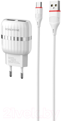 

Зарядное устройство сетевое Borofone, Белый, BA24A + Кабель AM-Type-C / 6931474702753