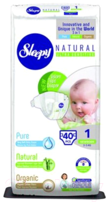 

Подгузники-трусики детские Sleepy Natural, Jumbo Pack Newborn